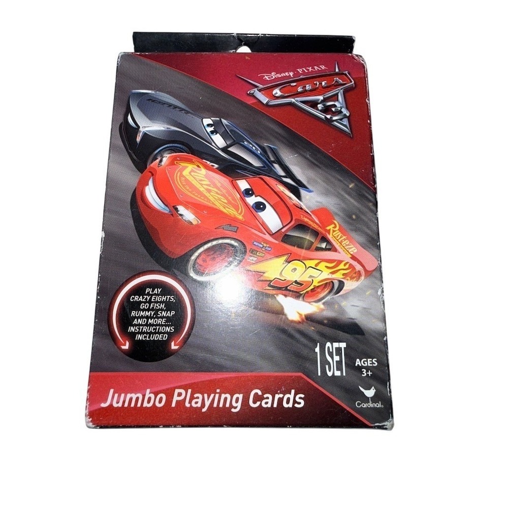 Disney Pixar Cars 3 Jumbo Playing Cards Deck w/‎ Instructions 54 Cards